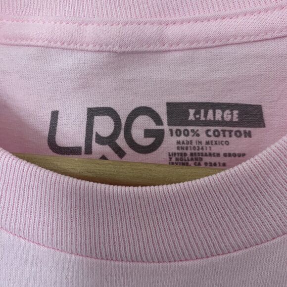 LRG Lifted Research Group Tee Mens XL Graphic Logo T-Shirt Pink 100% Cotton - Picture 2 of 5